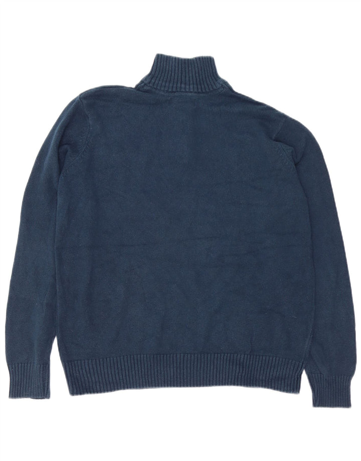 Męski sweter zapinany na zamek EDDIE BAUER, duży, granatowy, z blokami kolorów