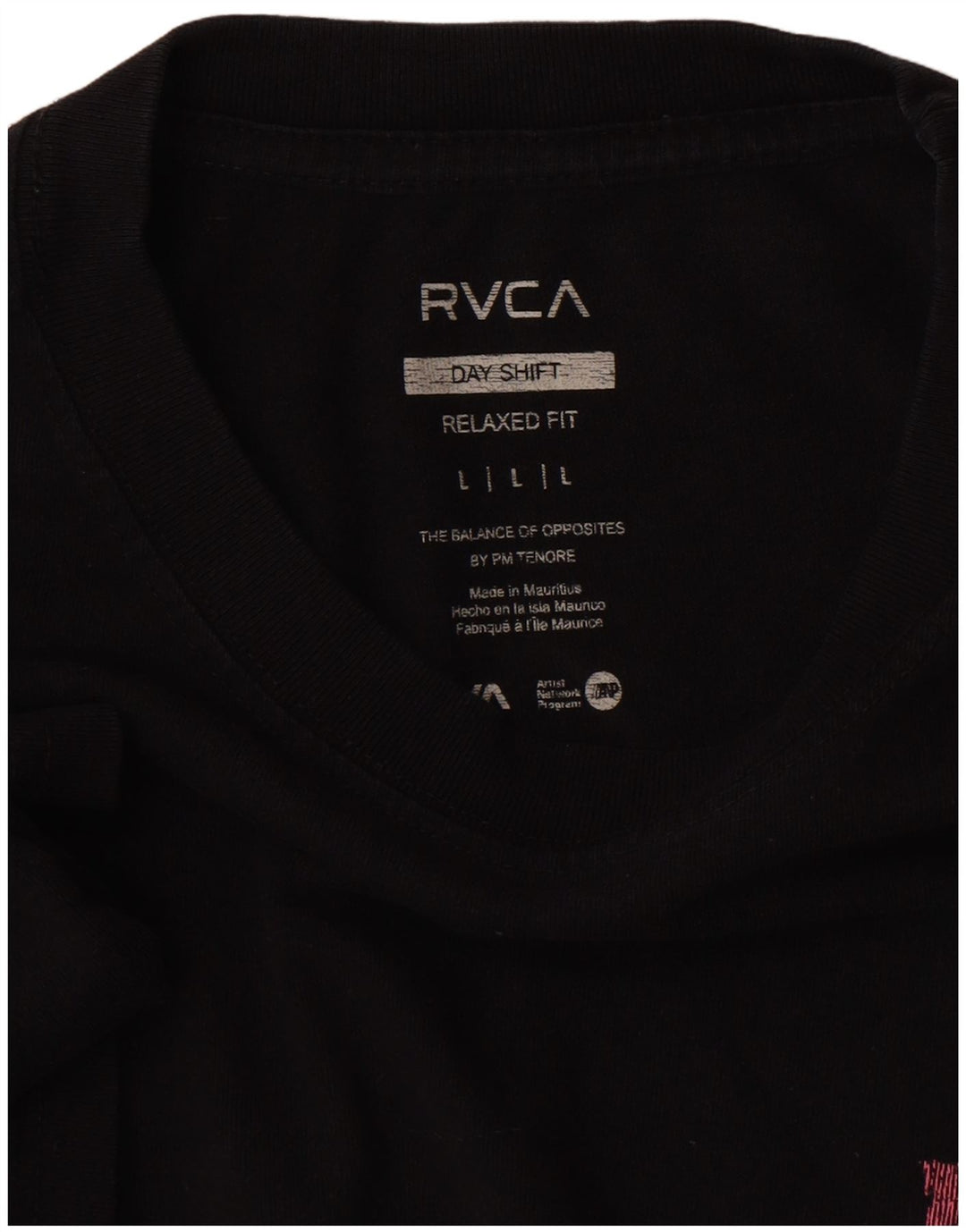 Męski T-shirt RVCA o swobodnym kroju z grafiką, duży, czarny