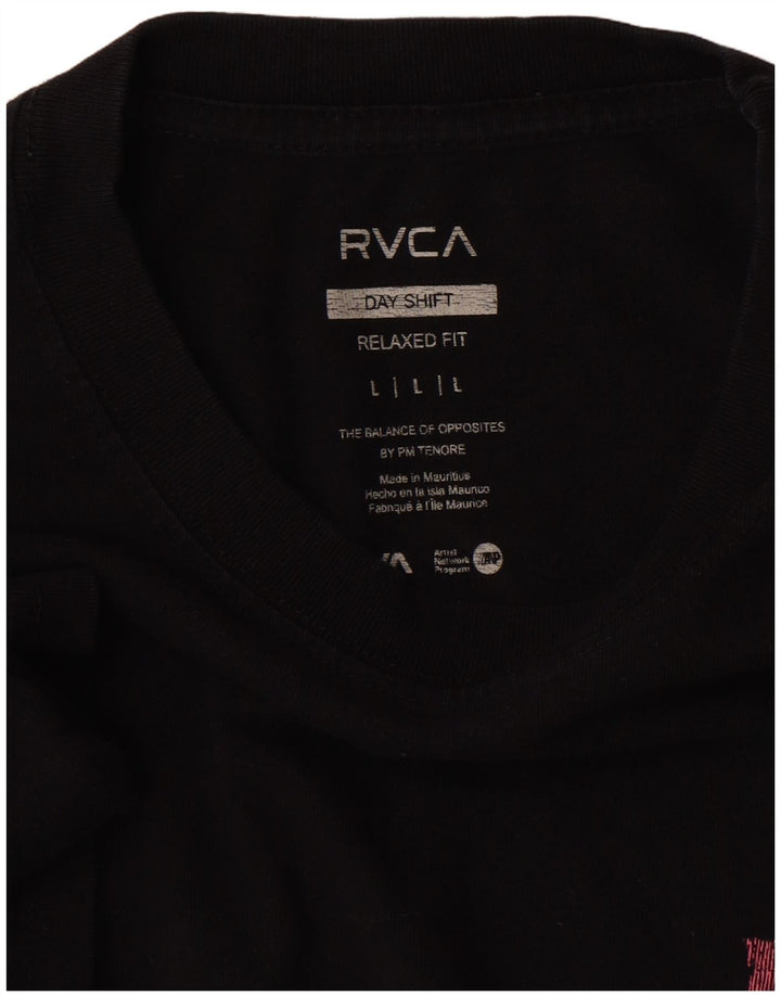 Męski T-shirt RVCA o swobodnym kroju z grafiką, duży, czarny