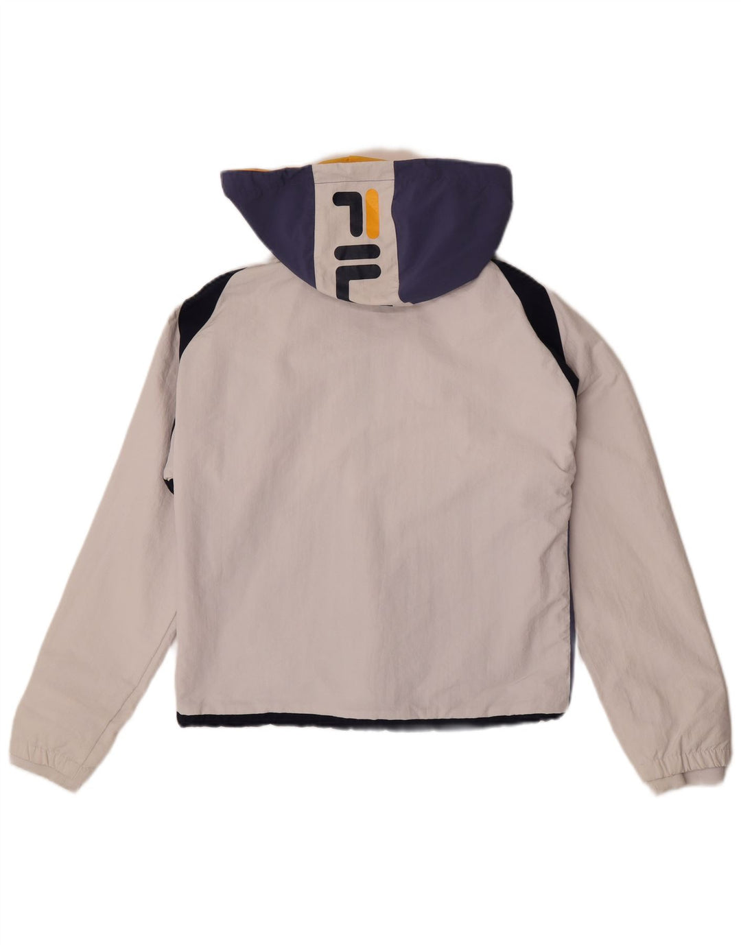 Chłopięca, oversize'owa kurtka Anorak Fila z grafiką, 5-6 lat, 2XS, biała, z blokami kolorów