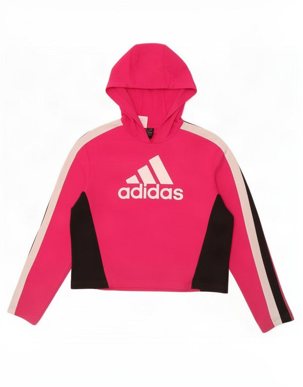 Dziewczęca bluza z kapturem Adidas Crop Graphic 13-14 lat Różowy blok kolorów