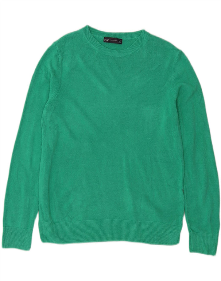 Marks & Spencer Damski sweter z okrągłym dekoltem, UK 14, średni zielony akryl