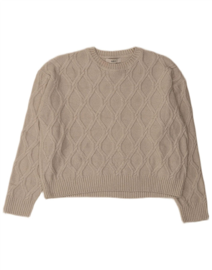Marks & Spencer Damski sweter o luźnym kroju z okrągłym dekoltem, UK 14, średni beż