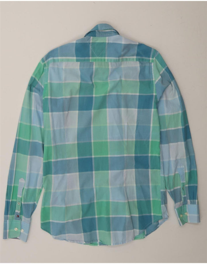 TOMMY HILFIGER Mens Slim Fit Shirt Medium Green Chevron Cotton Vintage Tommy Hilfiger and Second-Hand Tommy Hilfiger from Messina Hembry 