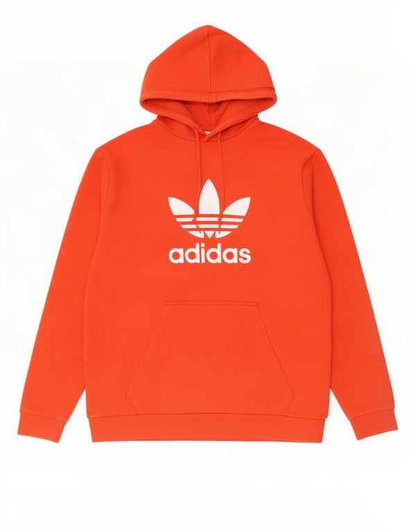 Adidas Męski sweter z kapturem z grafiką, duży, czerwony, bawełniany