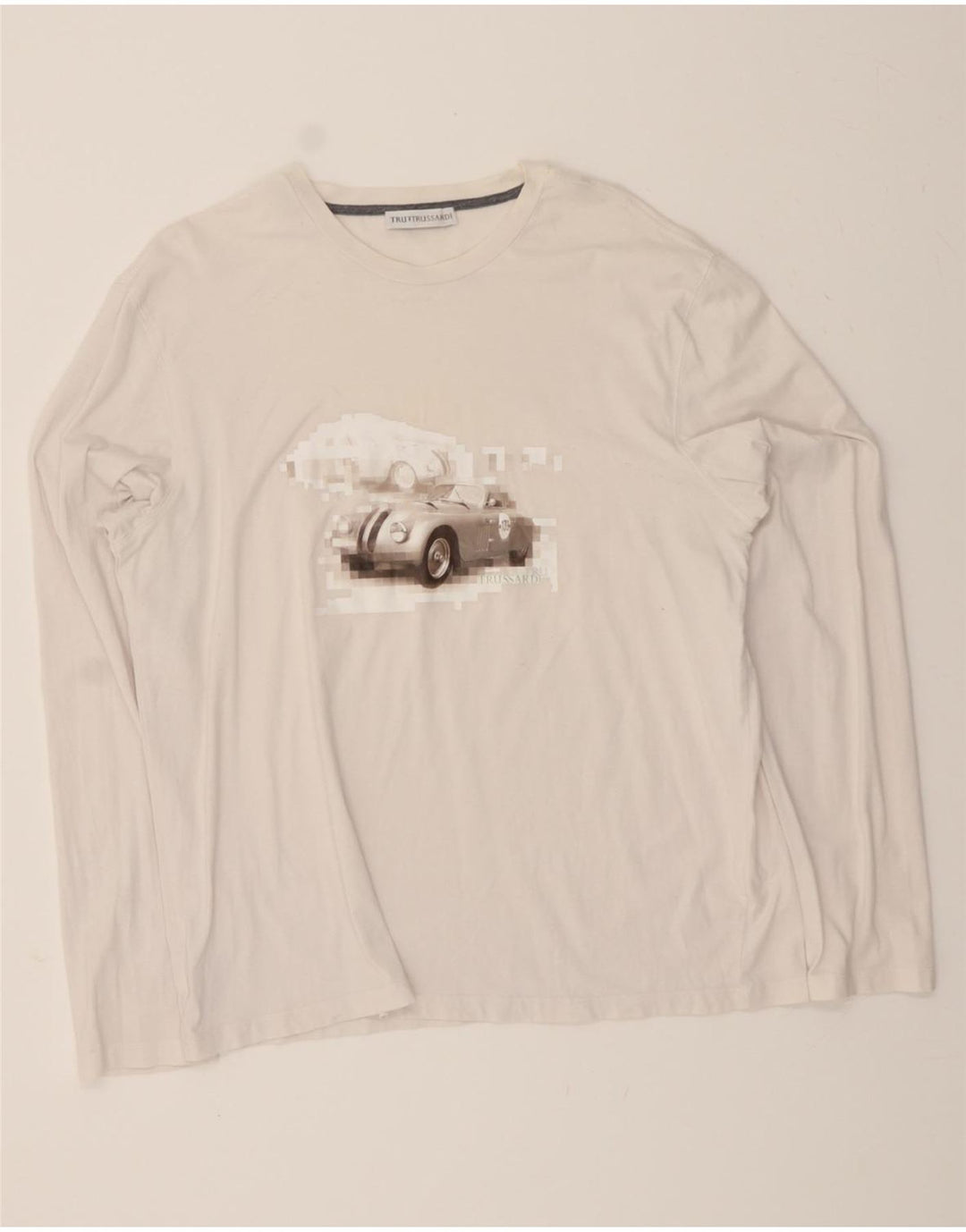 TRUSSARDI Womens Graphic Top Long Sleeve UK 18 XL White Vintage Trussardi and Second-Hand Trussardi from Messina Hembry 