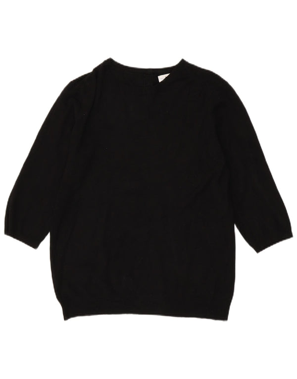 Damski sweter Zara z rękawami 3/4 i dekoltem w łódkę UK 14, duża czarna wiskoza