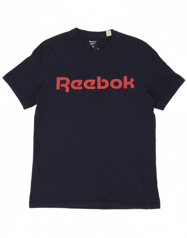 REEBOK Mens Graphic T-Shirt Top Medium Navy Blue