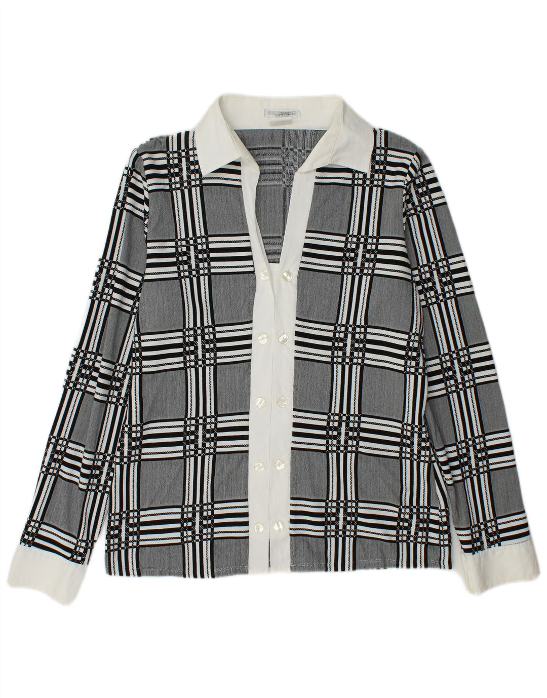 Damska bluzka koszulowa z podwójnymi piersiami NARACAMICIE UK 14 w średnią szarą kratkę