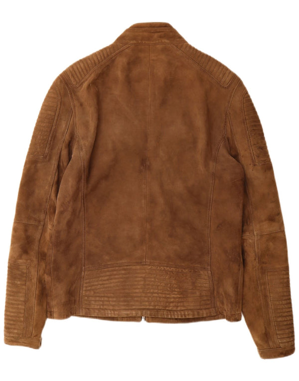 Męska zamszowa kurtka Superdry Racer UK 44 2XL Brązowa skóra