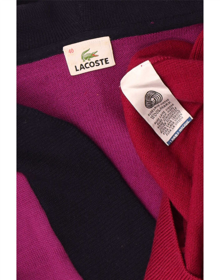 Damski sweter Lacoste z dekoltem w kształcie litery V, rozmiar 40, średni, wielobarwny