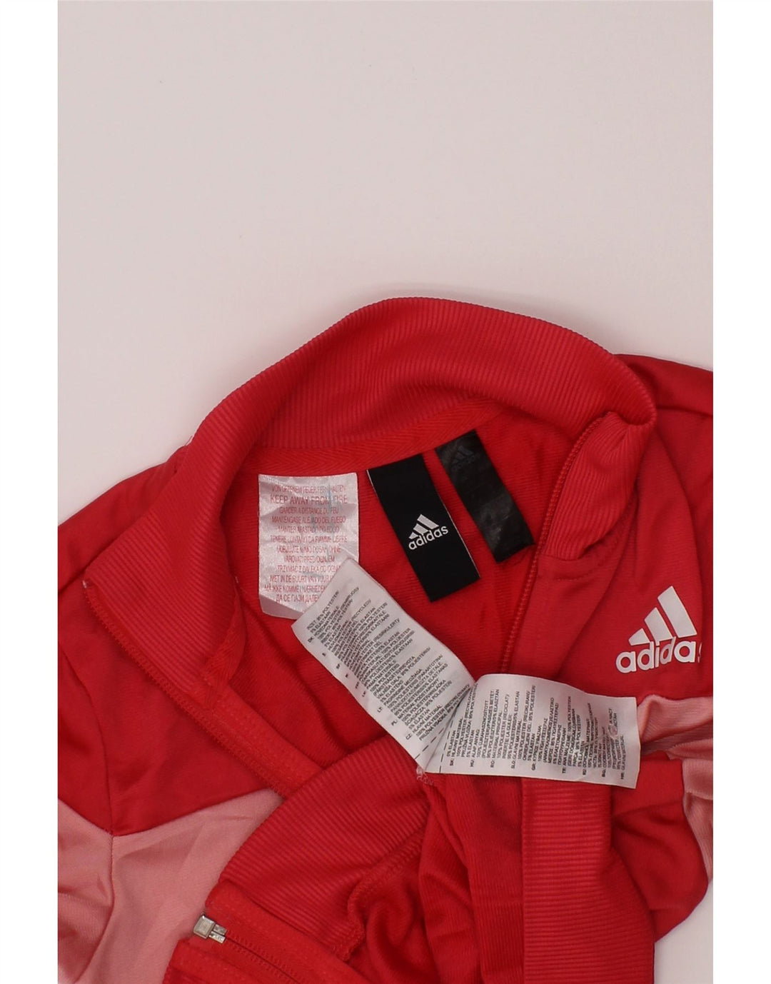 Adidas Dziewczęca Dresowa Topowa Kurtka 5-6 Lat Czerwony Kolorowy Poliester