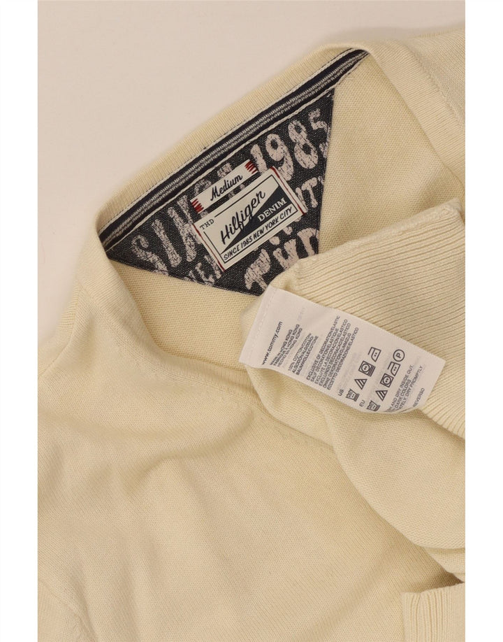 Męski sweter Tommy Hilfiger z dekoltem w kształcie litery V, średnio beżowy, bawełniany