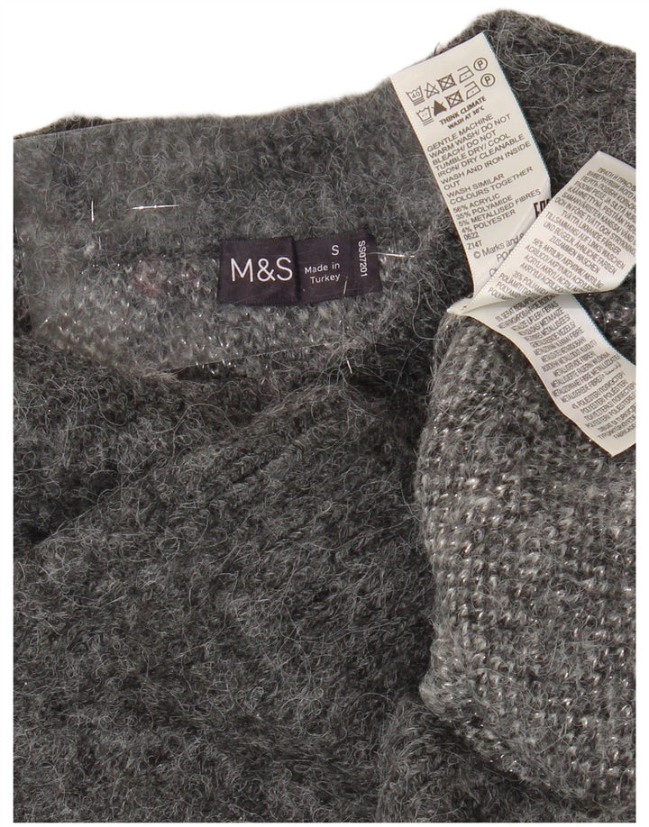 Damski sweter Marks & Spencer z graficznym dekoltem w łódkę, UK 10, mały, szary