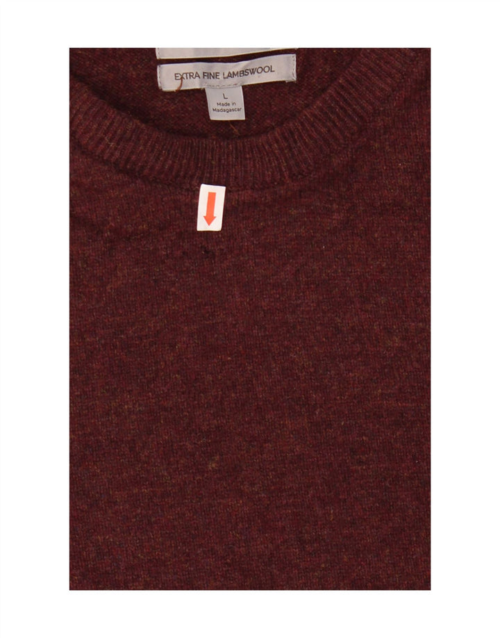Marks & Spencer Męski sweter z okrągłym dekoltem, duży, bordowy, wełniany