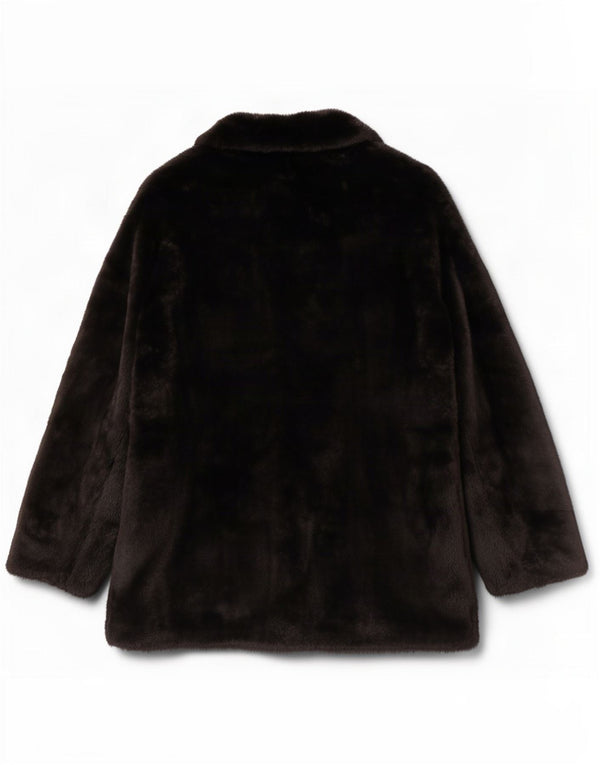 Marks & Spencer Womens Faux Fur Jacket UK 14 Medium Black Polyester