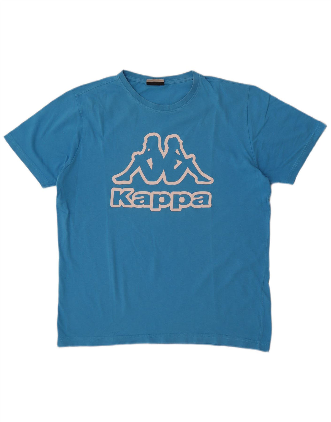 Męski T-shirt z grafiką Kappa, duży, niebieski, bawełniany