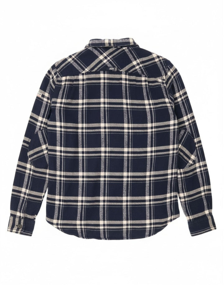 Męska koszula flanelowa Superdry, duża, granatowa, bawełniana w kratę