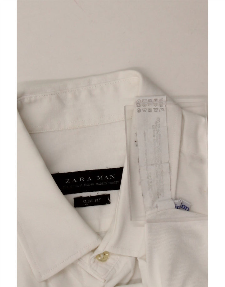 ZARA Mens Slim Fit Shirt Medium White Cotton