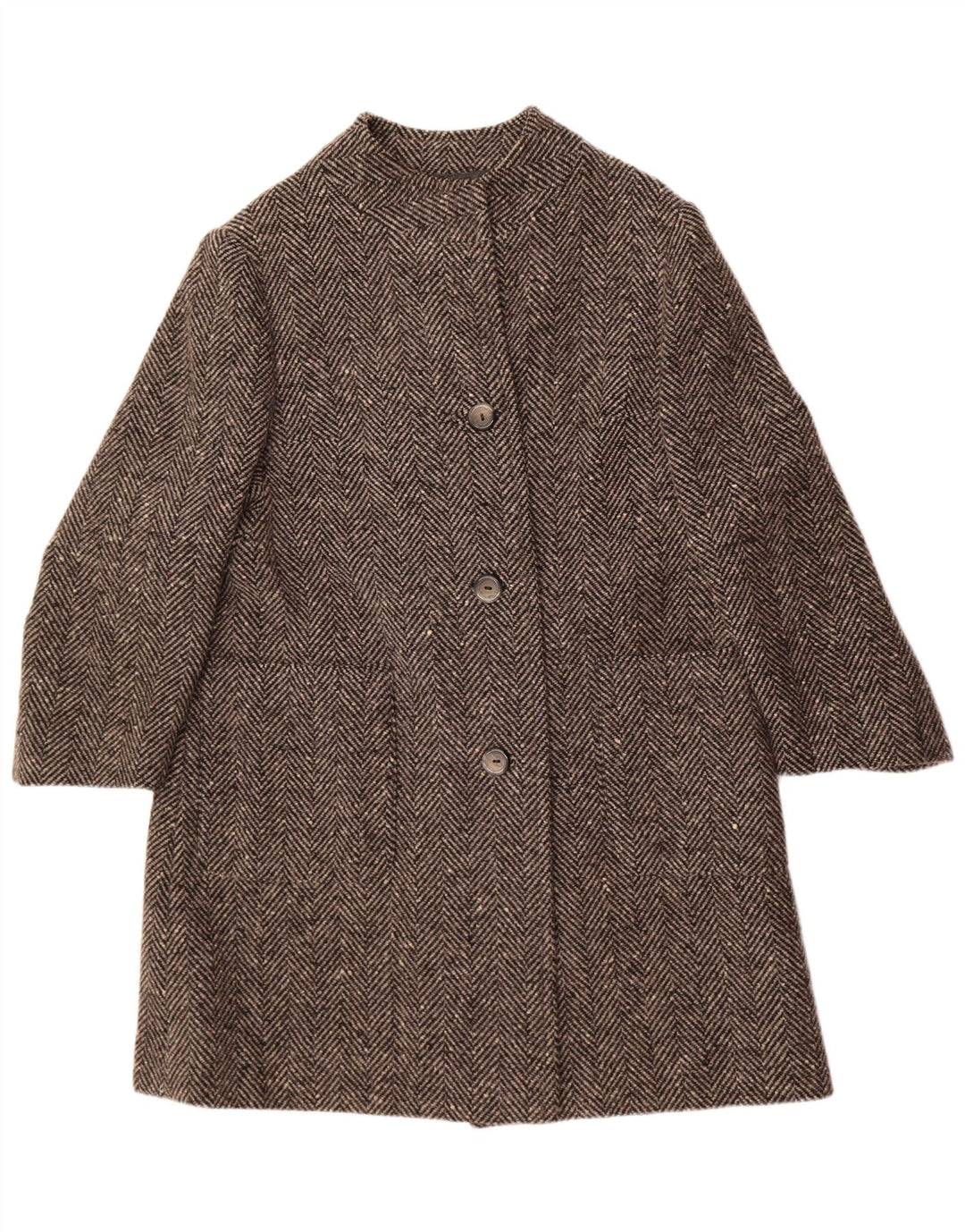 Płaszcz damski w stylu vintage UK 14 Średni szary w jodełkę