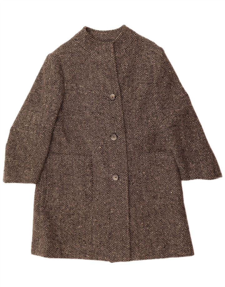 Płaszcz damski w stylu vintage UK 14 Średni szary w jodełkę