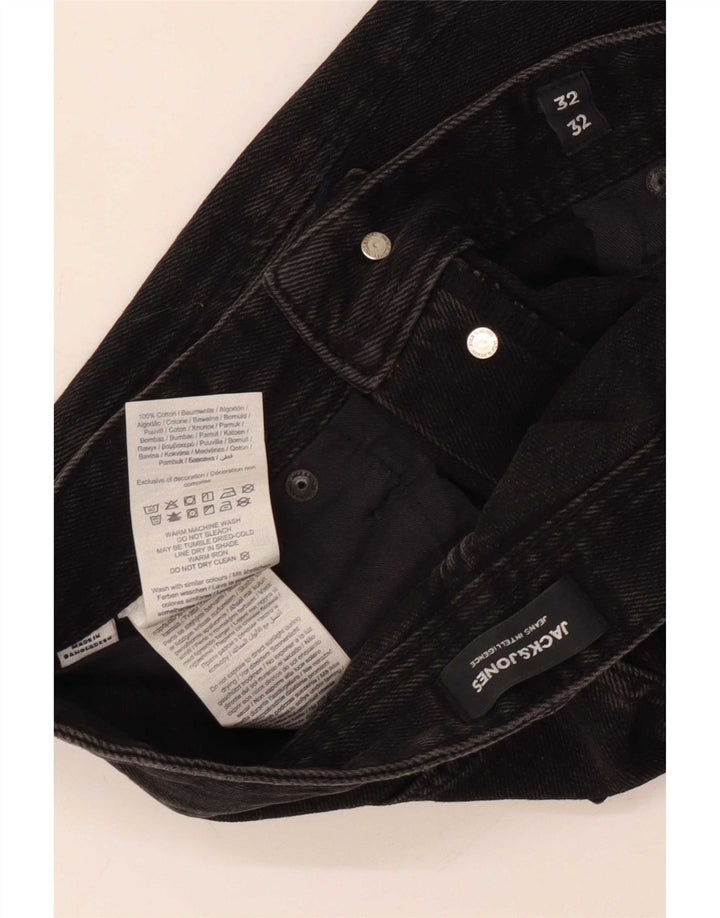 Męskie proste dżinsy Jack & Jones W32 L32 Czarne bawełniane