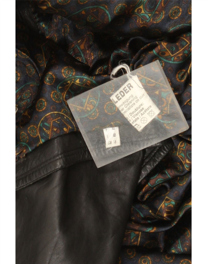 Vintage damska kurtka skórzana oversize UK 18 XL, czarna skóra