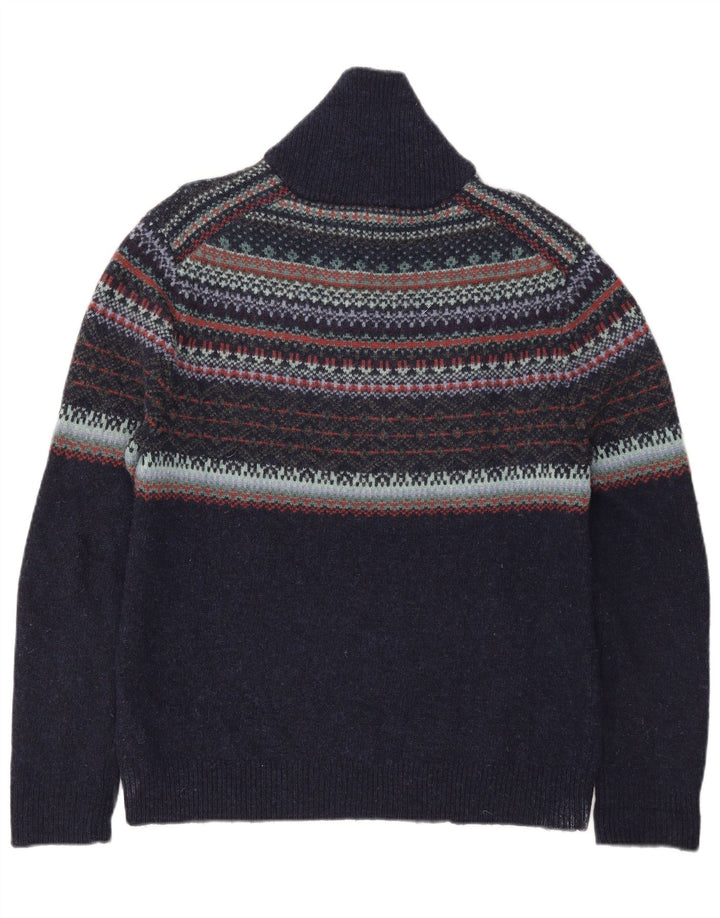 Męski sweter polo White Stuff, duży, granatowy, wełniany Fair Isle