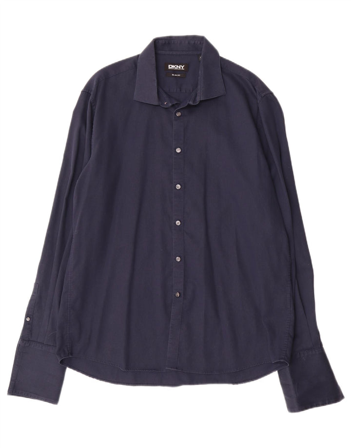 Koszula męska DKNY Slim Fit, rozmiar 17 1/2 44 XL, granatowa, bawełniana