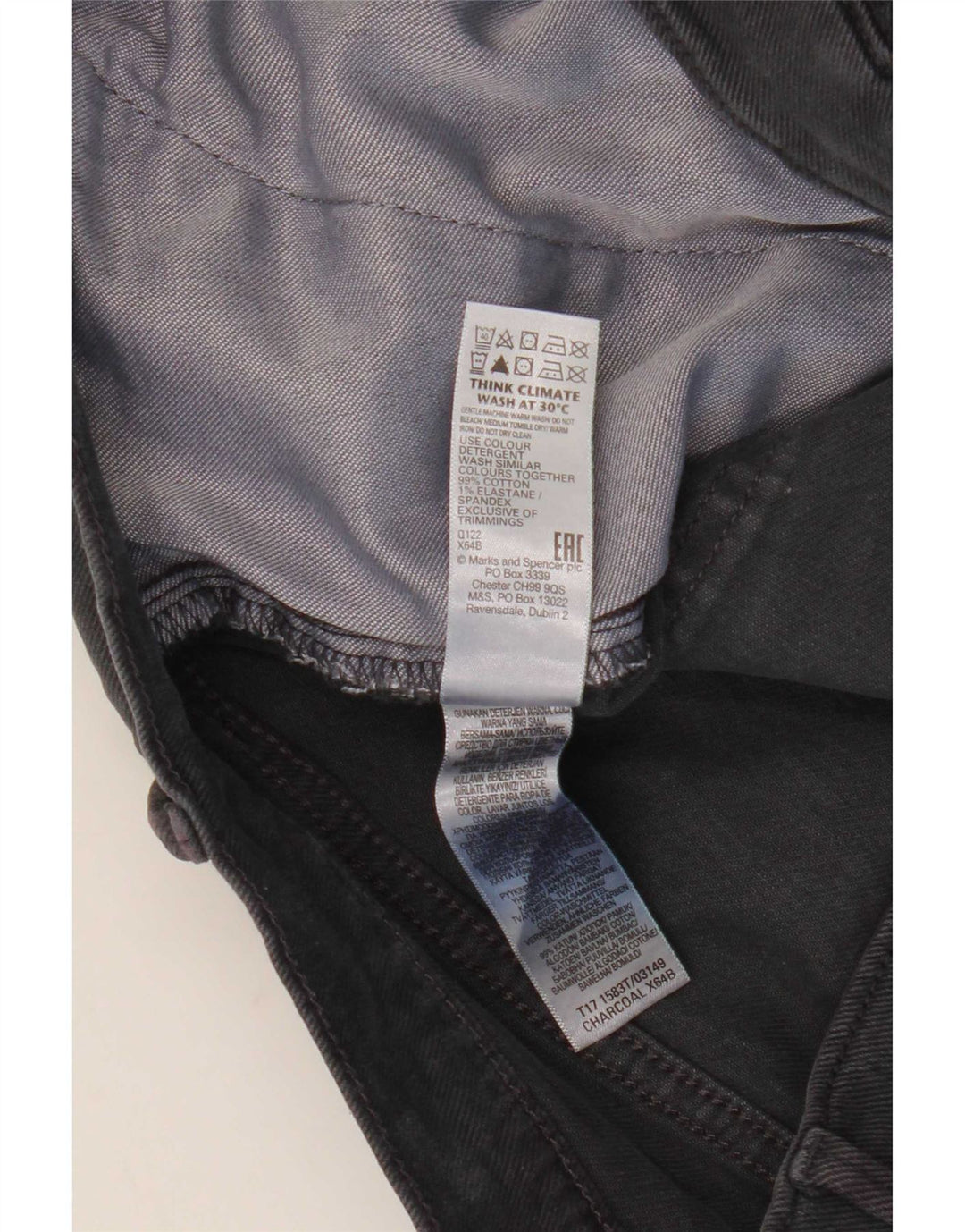 Marks & Spencer Męskie spodnie Chino W34 L28 Szara bawełna