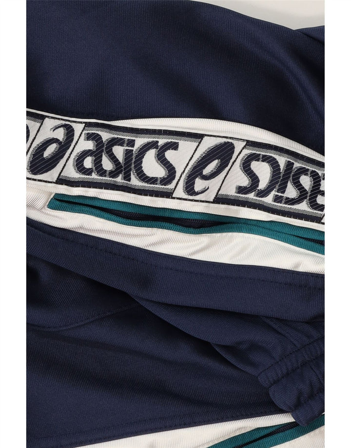 ASICS Mens Graphic Tracksuit Trousers Small  Navy Blue Colourblock Vintage Asics and Second-Hand Asics from Messina Hembry 