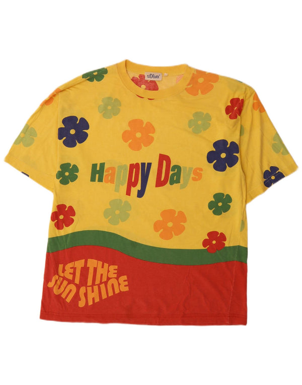 Męski T-shirt S.Oliver z grafiką, duży, żółty, z blokami kolorów
