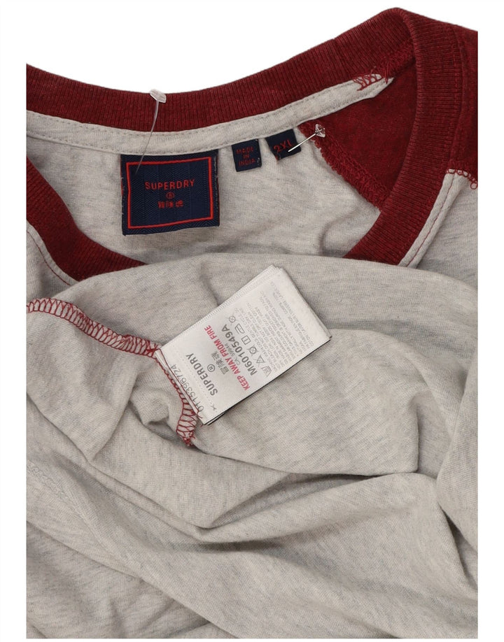 Męski top Superdry z długim rękawem 2XL, szara, bawełniana w bloki kolorów