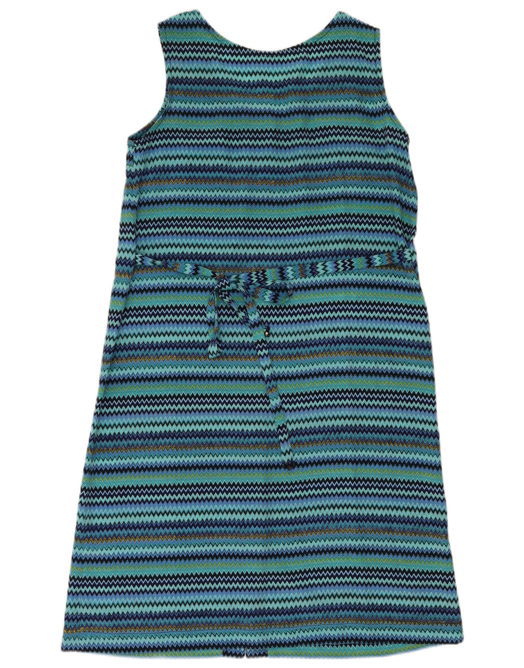 Vintage damska sukienka typu shift bez rękawów UK 14 w średnie niebieskie paski