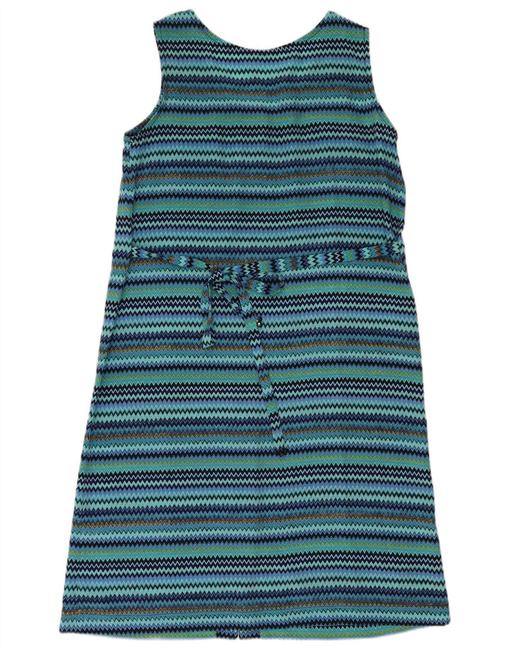Vintage damska sukienka typu shift bez rękawów UK 14 w średnie niebieskie paski
