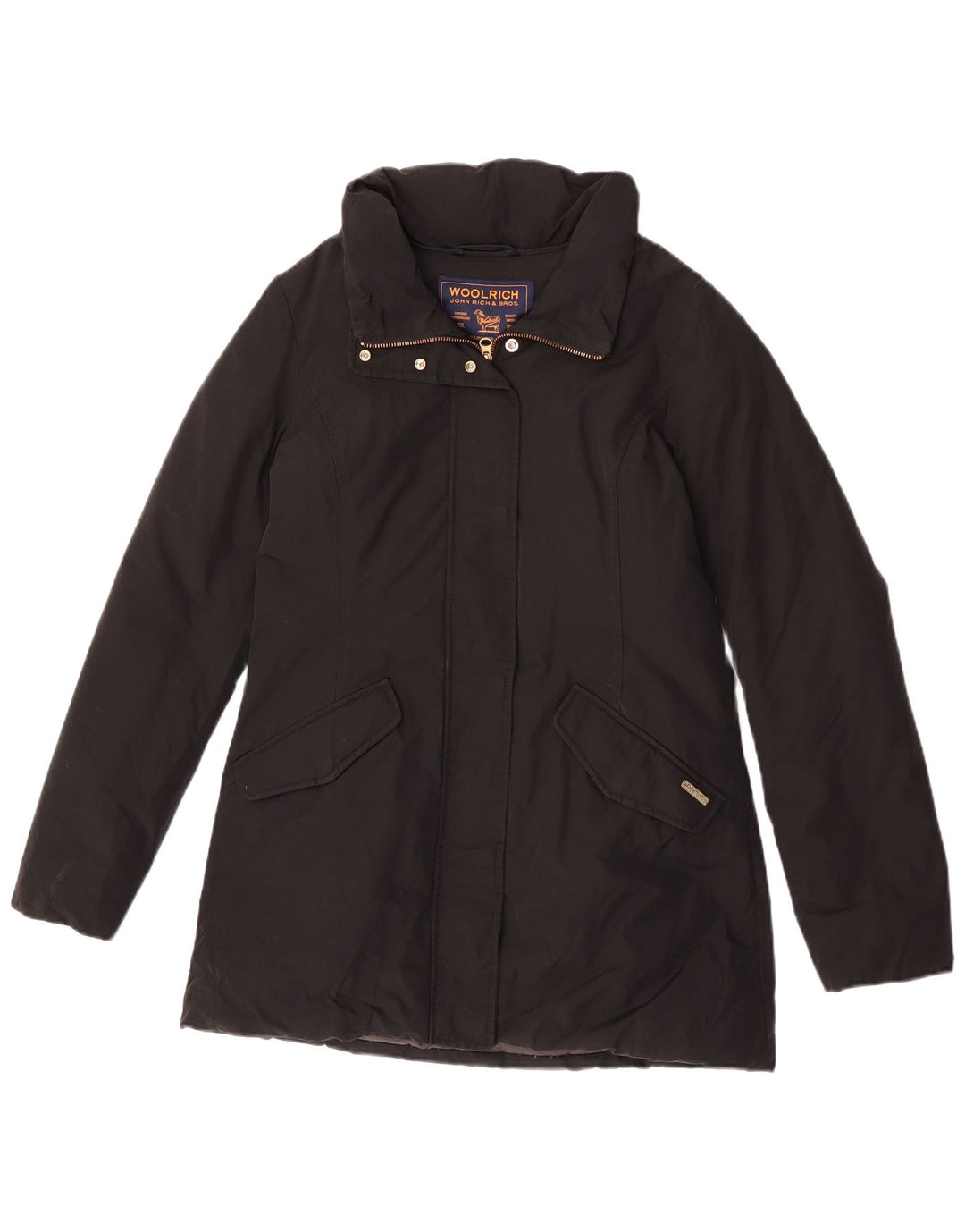 Damski płaszcz puchowy Woolrich UK 10 Small, czarny, bawełniany