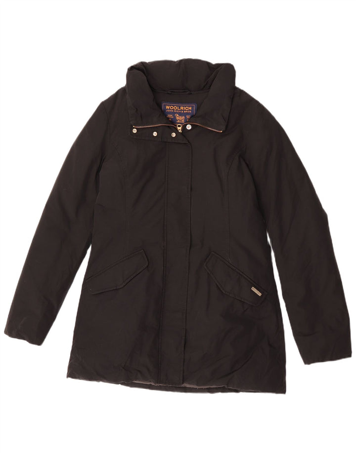 Damski płaszcz puchowy Woolrich UK 10 Small, czarny, bawełniany
