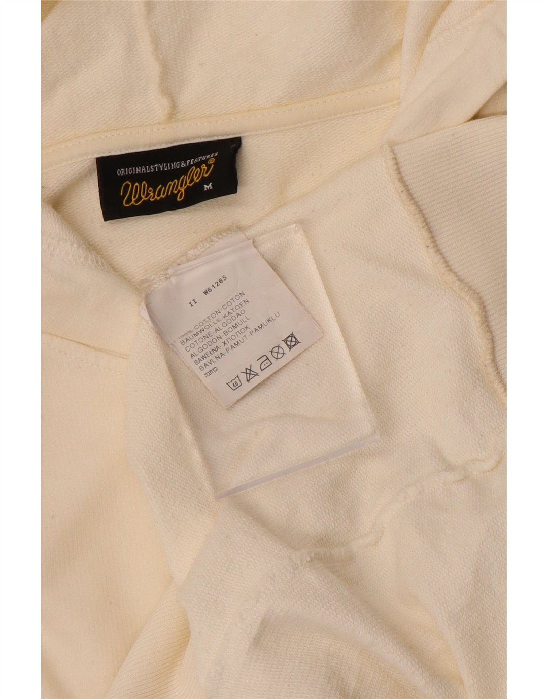 Wrangler Męski sweter z kapturem i zamkiem, średni, złamanej bieli, bawełniany