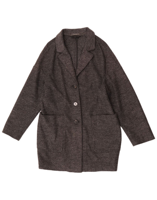 Damski sweter rozpinany Esprit Longline o luźnym kroju UK 16, duży, szary nakrapiany