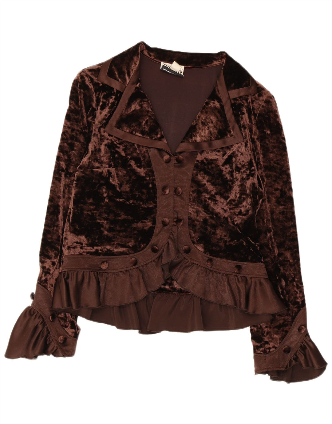 JOSEPH RIBKOFF Damska welurowa bluzka koszulowa UK 16, duża, brązowa, poliester