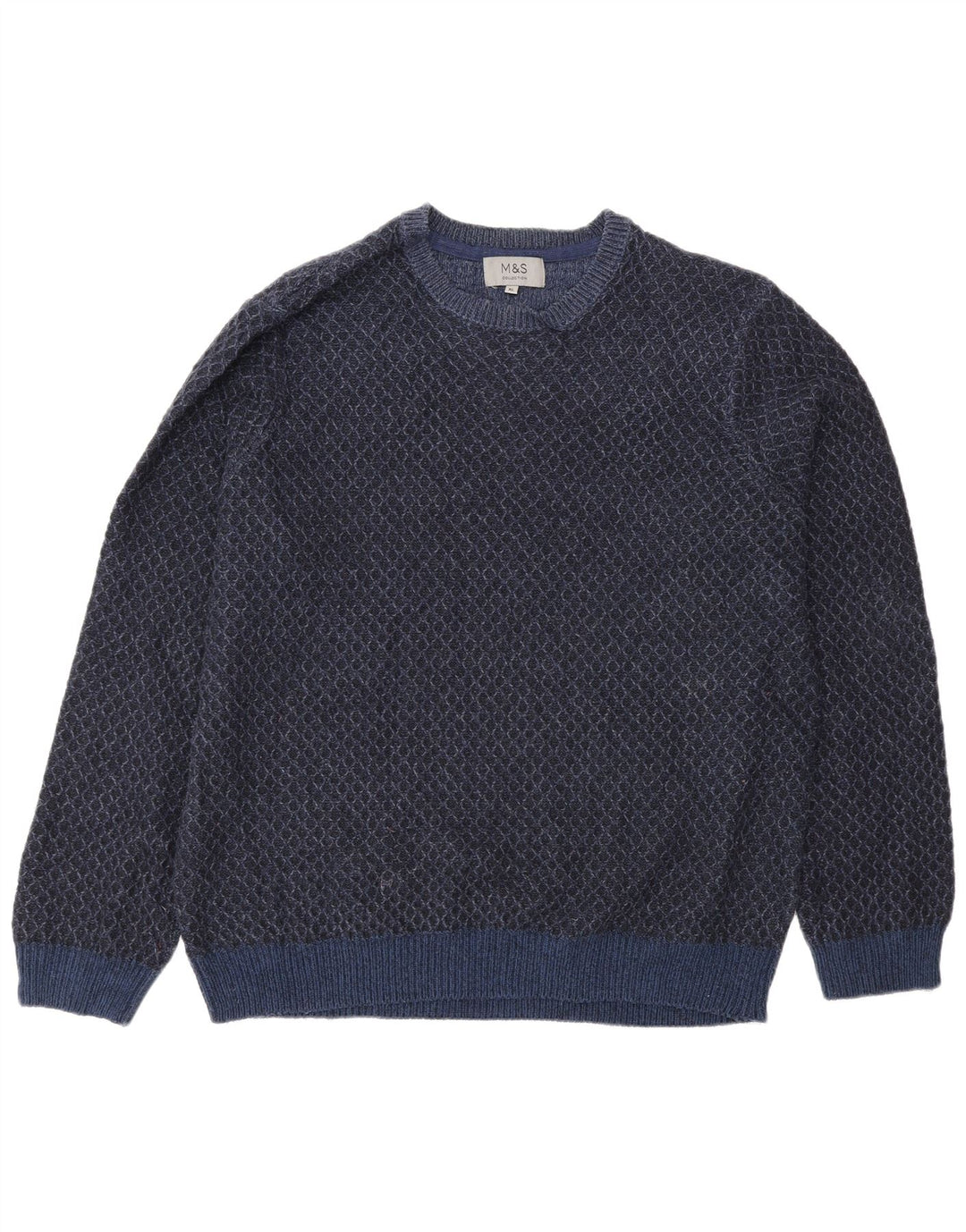 Marks & Spencer Męski sweter z okrągłym dekoltem XL, granatowy, geometryczny