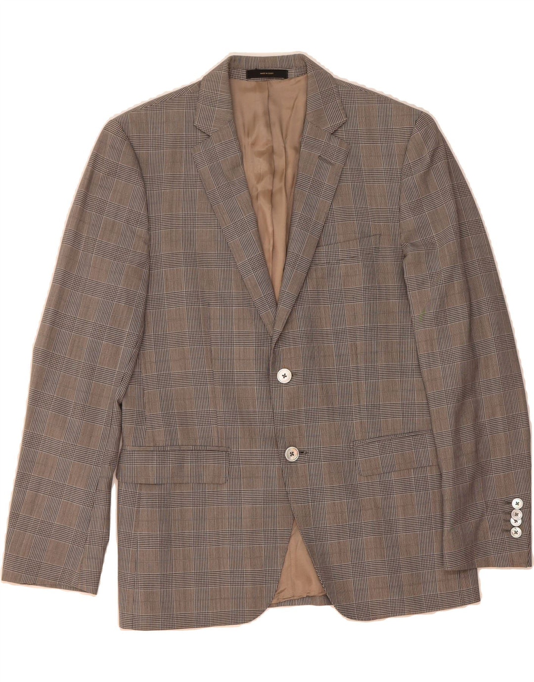 MASSIMO DUTTI Mens 2 Button Blazer Jacket EU 48 Medium Grey Check Wool Vintage Massimo Dutti and Second-Hand Massimo Dutti from Messina Hembry 