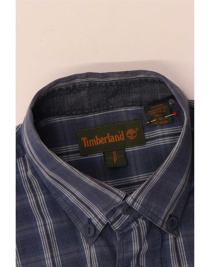 Męska koszula z krótkim rękawem Timberland, mała niebieska kratka, bawełniana