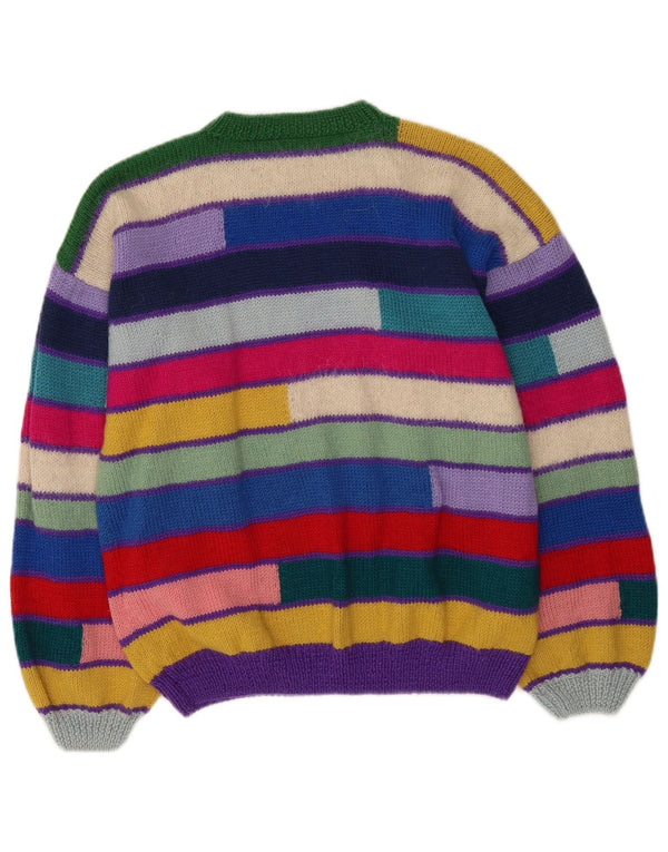 Vintage Womens Crew Neck Jumper Sweater UK 16 Large Multicoloured Striped