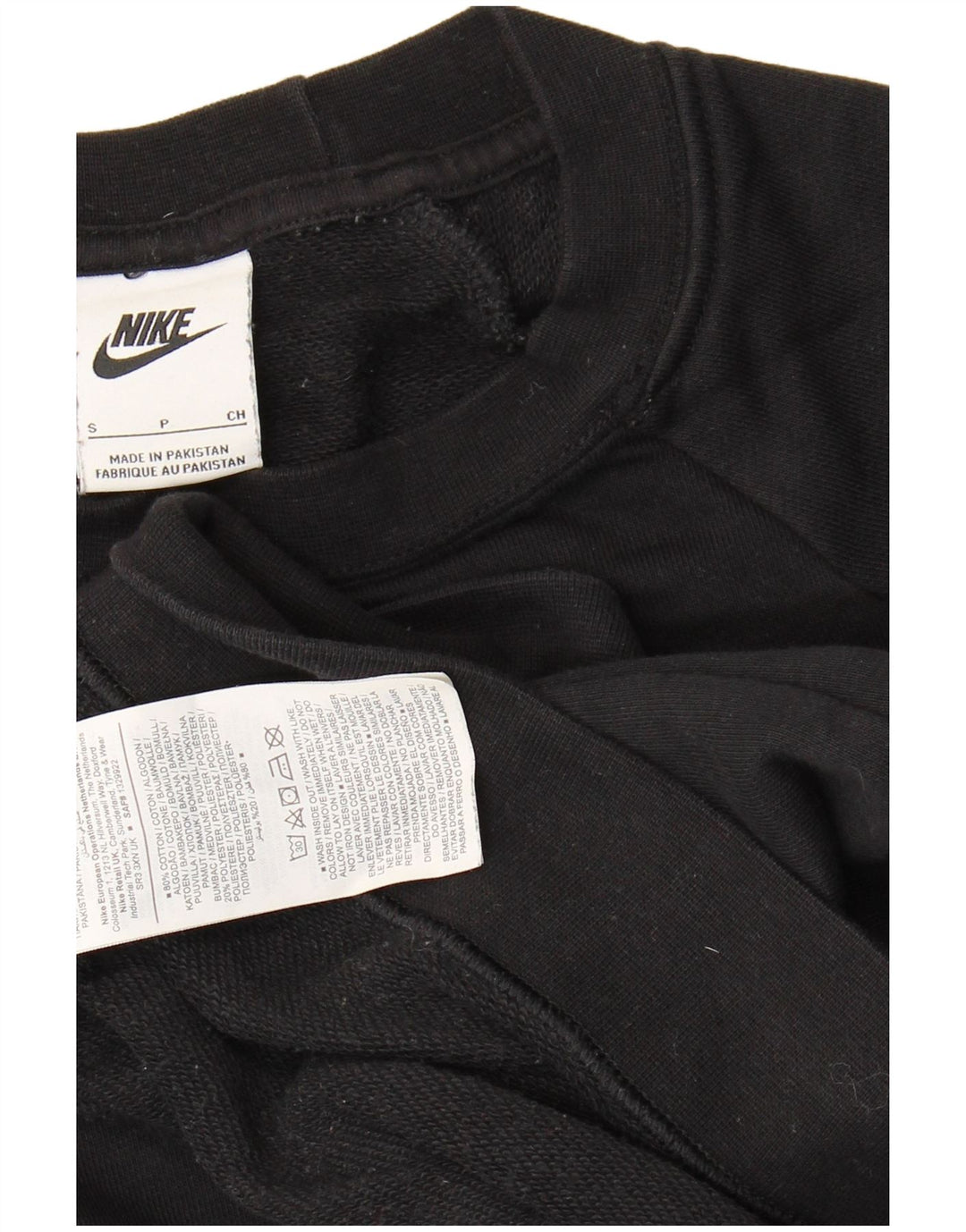NIKE Womens Crop Oversized Sweatshirt Jumper UK 10 Small Black Cotton