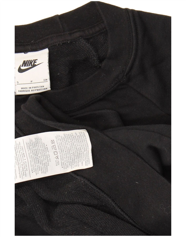 NIKE Womens Crop Oversized Sweatshirt Jumper UK 10 Small Black Cotton