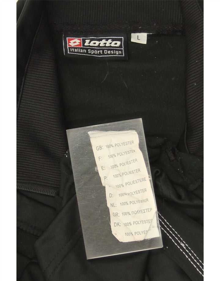 LOTTO Mens Tracksuit Top Jacket Large Black Colourblock Polyester
