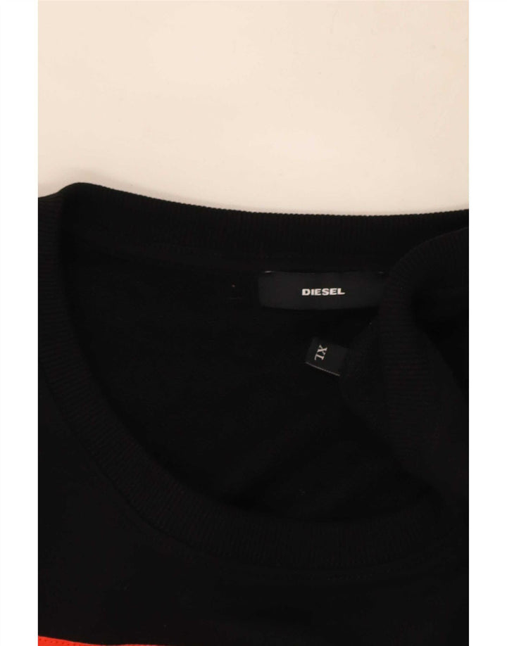 Męska bluza z grafiką Diesel XL, czarna, bawełniana