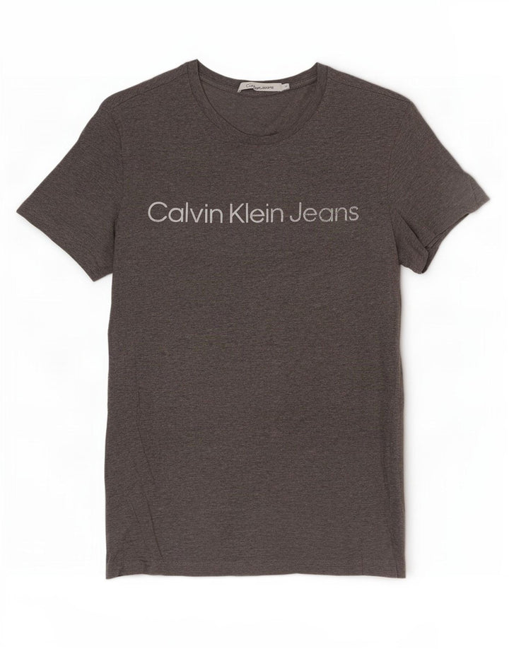Męski T-shirt z grafiką Calvin Klein Jeans, średni szary