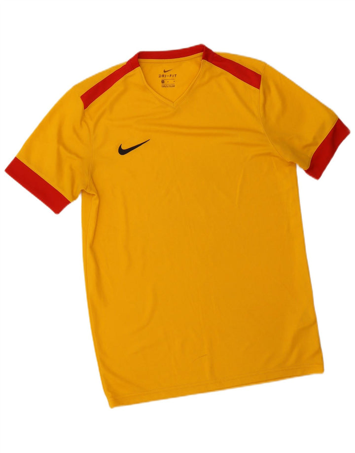 Męski T-shirt Nike Dri Fit Top, średni żółty poliester z blokami kolorów